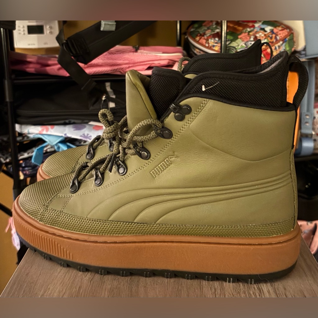 Nwt Puma The Ren Burnt Olive Lace Up Synthetic Mens Boots. Size 10